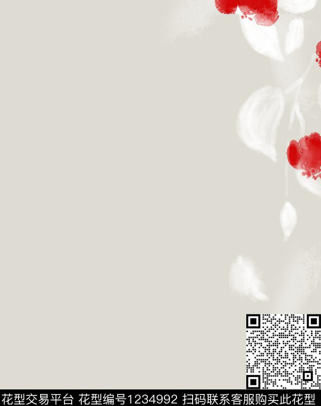 手绘大牌风定位花数码印花华亿平台下载（图片编号: 1234992） - 瓦栏（Walan）