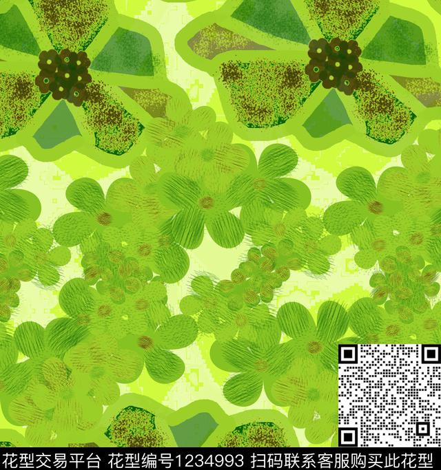 花卉水彩抽象数码印花华亿平台下载（图片编号: 1234993） - 瓦栏（Walan）