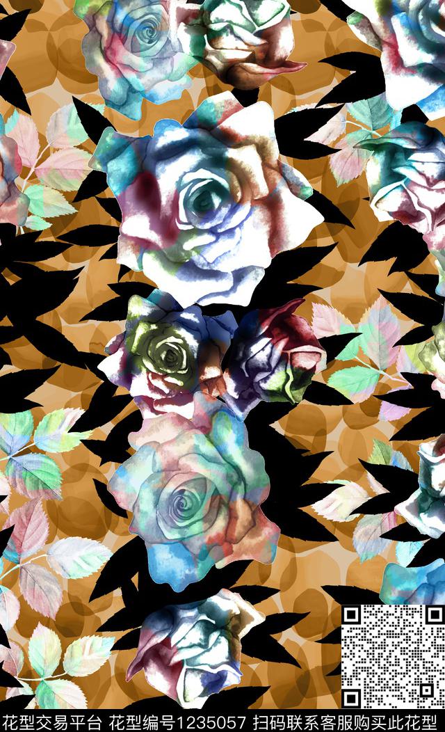 抽象花卉女装花卉数码印花华亿平台下载（图片编号: 1235057） - 瓦栏（Walan）