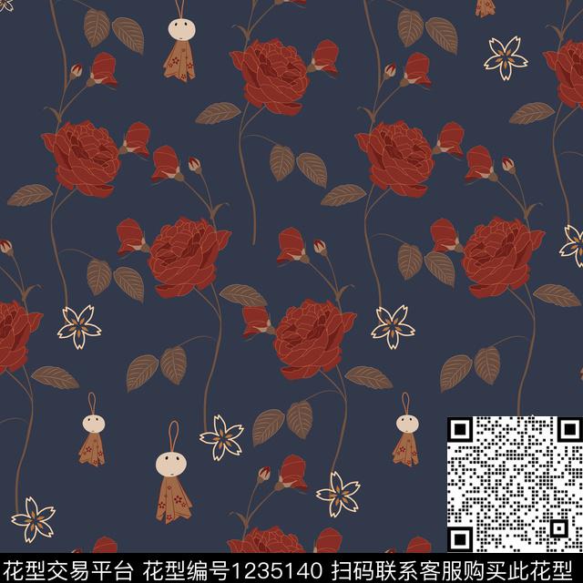 花卉日本大牌风传统印花华亿平台下载（图片编号: 1235140） - 瓦栏（Walan）