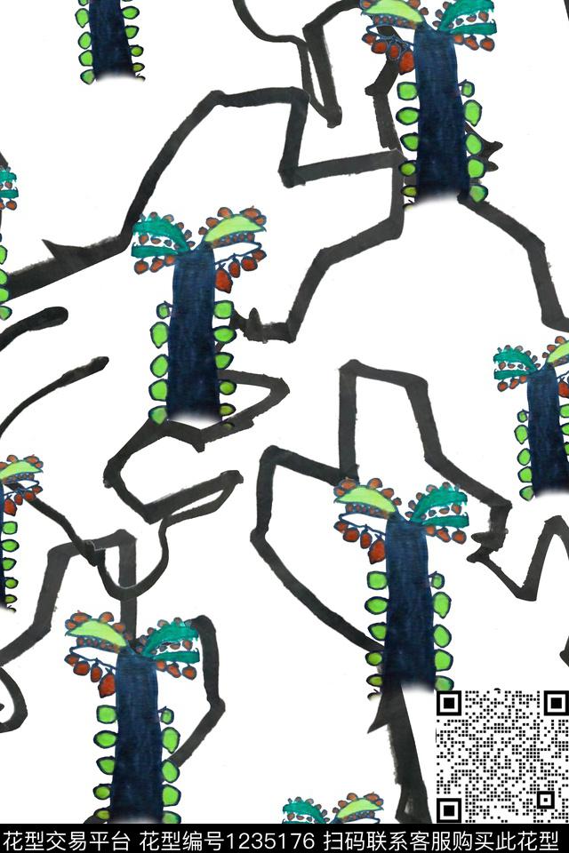 抽象趣味春夏华亿平台数码印花华亿平台下载（图片编号: 1235176） - 瓦栏（Walan）