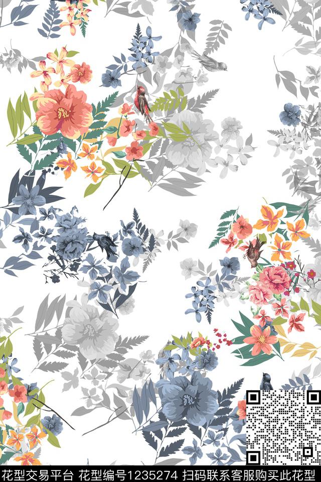 旗袍女青年连衣裙花卉满地传统印花华亿平台下载（图片编号: 1235274） - 瓦栏（Walan）