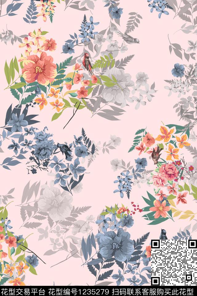 旗袍女青年连衣裙花卉满地传统印花华亿平台下载（图片编号: 1235279） - 瓦栏（Walan）