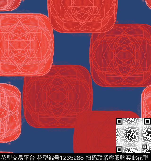 几何抽象卡通数码印花华亿平台下载（图片编号: 1235288） - 瓦栏（Walan）