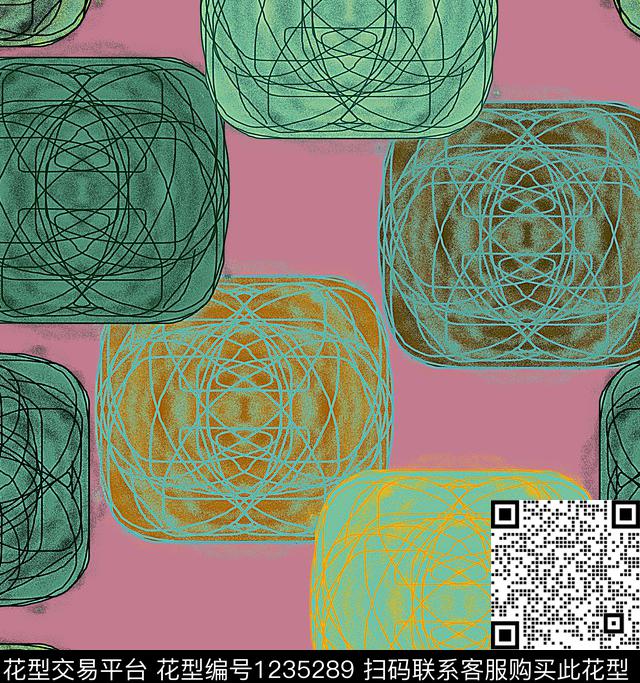 几何抽象卡通数码印花华亿平台下载（图片编号: 1235289） - 瓦栏（Walan）