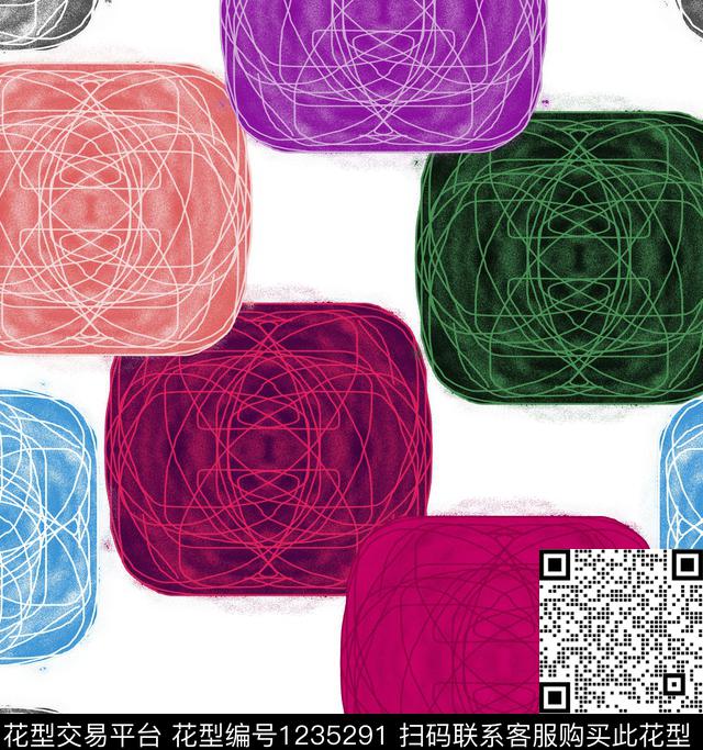 几何抽象卡通数码印花华亿平台下载（图片编号: 1235291） - 瓦栏（Walan）