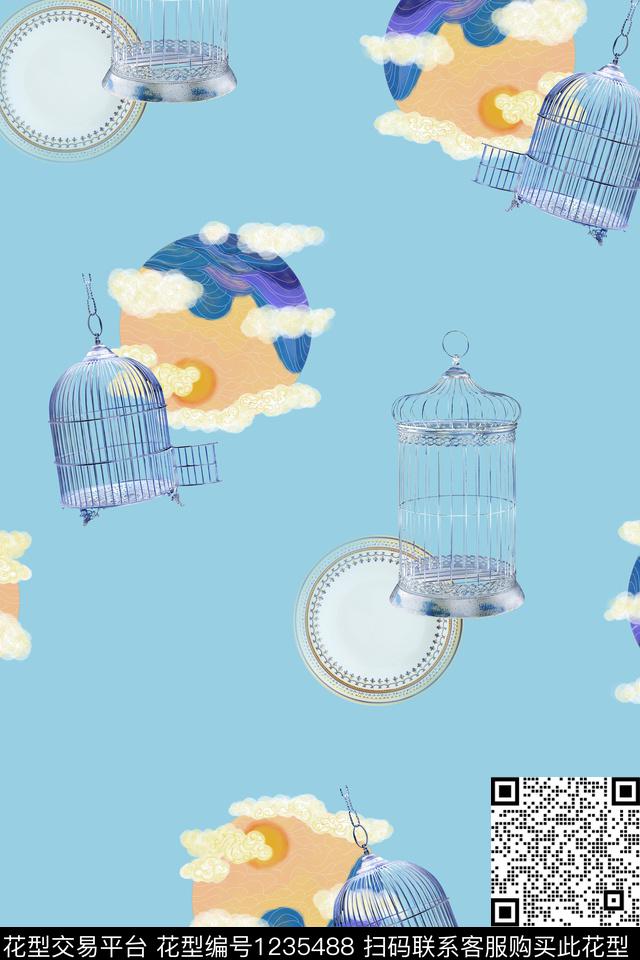 水彩小清新花瓶数码印花华亿平台下载（图片编号: 1235488） - 瓦栏（Walan）