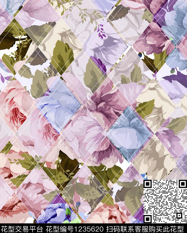 大花女装花卉数码印花华亿平台下载（图片编号: 1235620） - 瓦栏（Walan）