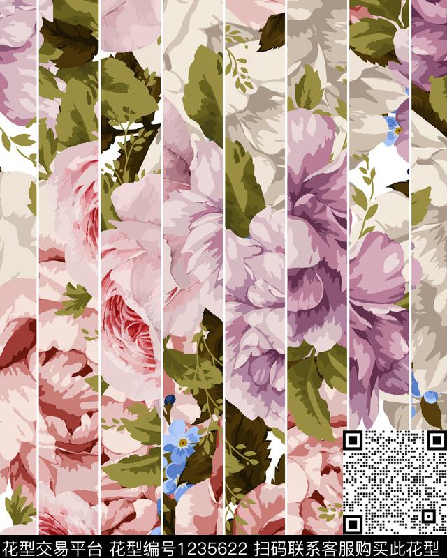 花卉大花女装数码印花华亿平台下载（图片编号: 1235622） - 瓦栏（Walan）
