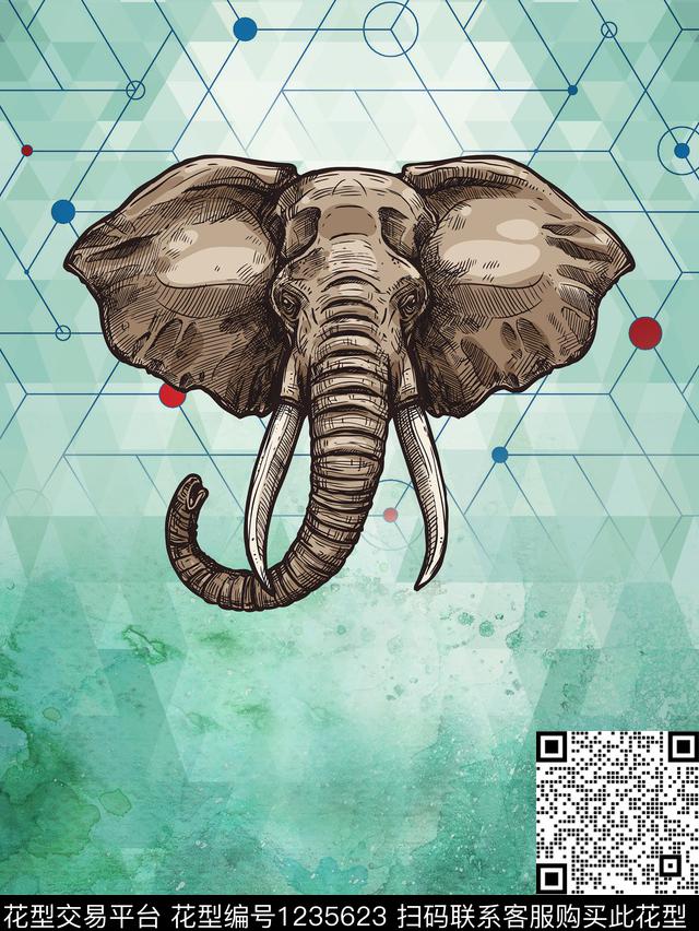 时尚动物头简约数码印花华亿平台下载（图片编号: 1235623） - 瓦栏（Walan）