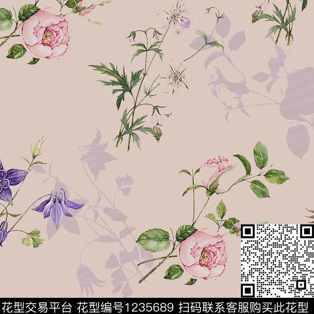 大牌风花卉小碎花数码印花华亿平台下载（图片编号: 1235689） - 瓦栏（Walan）