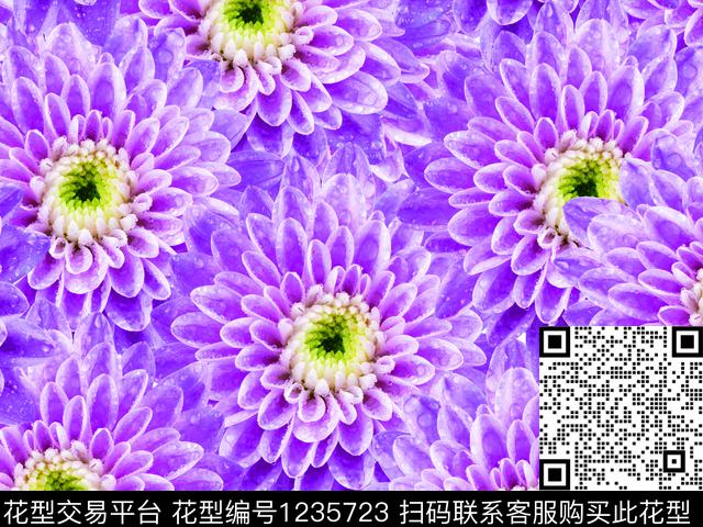 菊花花纹肌理满铺数码印花华亿平台下载（图片编号: 1235723） - 瓦栏（Walan）