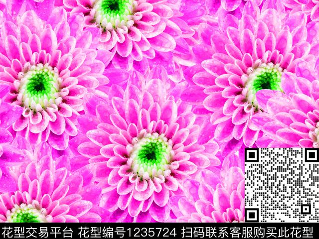 菊花花纹肌理满铺数码印花华亿平台下载（图片编号: 1235724） - 瓦栏（Walan）