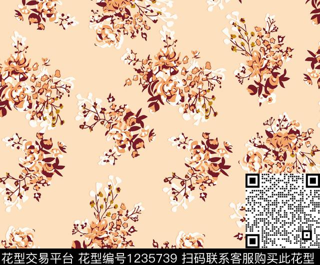 花卉小碎花大牌风传统印花华亿平台下载（图片编号: 1235739） - 瓦栏（Walan）