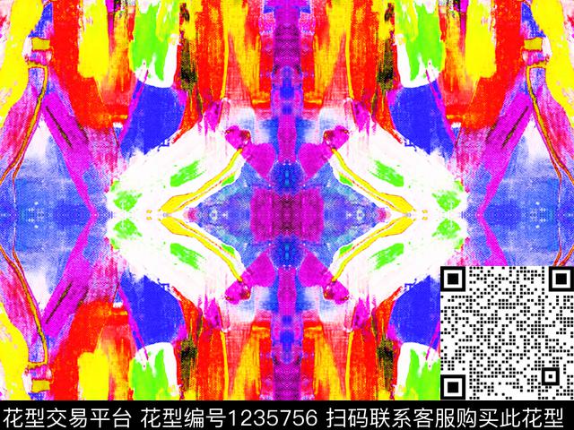 肌理部落风笔触数码印花华亿平台下载（图片编号: 1235756） - 瓦栏（Walan）