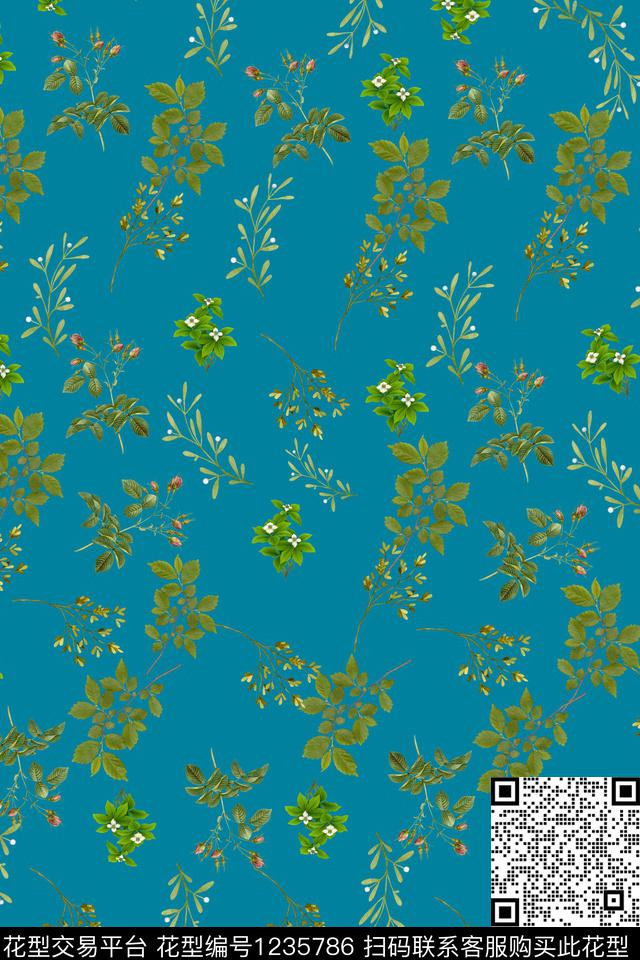 绿植树叶春夏华亿平台小碎花数码印花华亿平台下载（图片编号: 1235786） - 瓦栏（Walan）