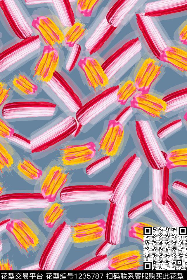 几何春夏华亿平台条纹数码印花华亿平台下载（图片编号: 1235787） - 瓦栏（Walan）