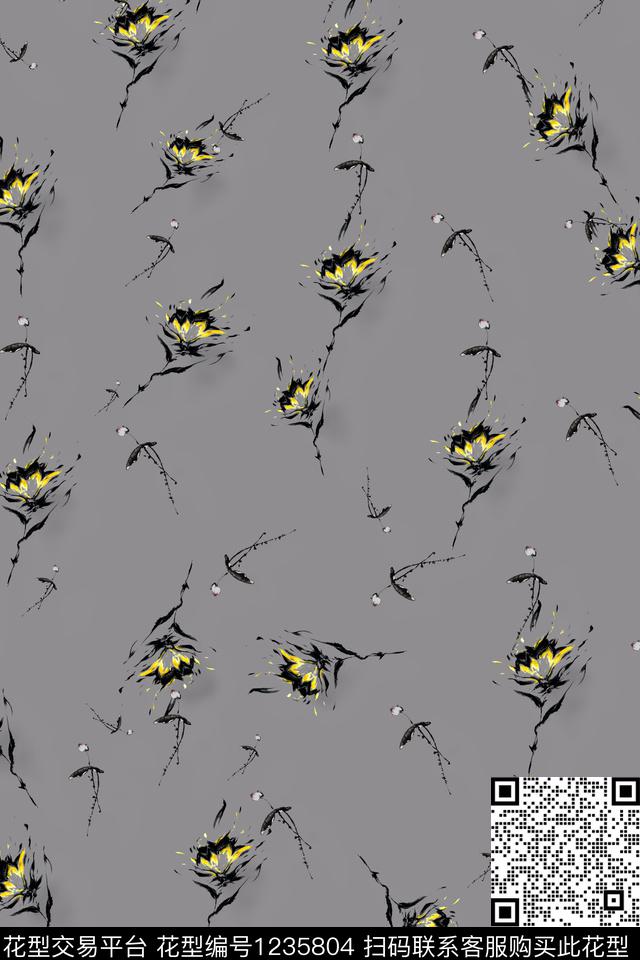 满版散花小碎花水彩花卉数码印花华亿平台下载（图片编号: 1235804） - 瓦栏（Walan）