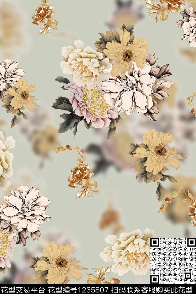 满版散花春夏华亿平台小碎花数码印花华亿平台下载（图片编号: 1235807） - 瓦栏（Walan）