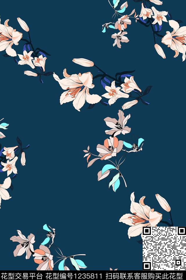 满版散花春夏华亿平台小碎花数码印花华亿平台下载（图片编号: 1235811） - 瓦栏（Walan）