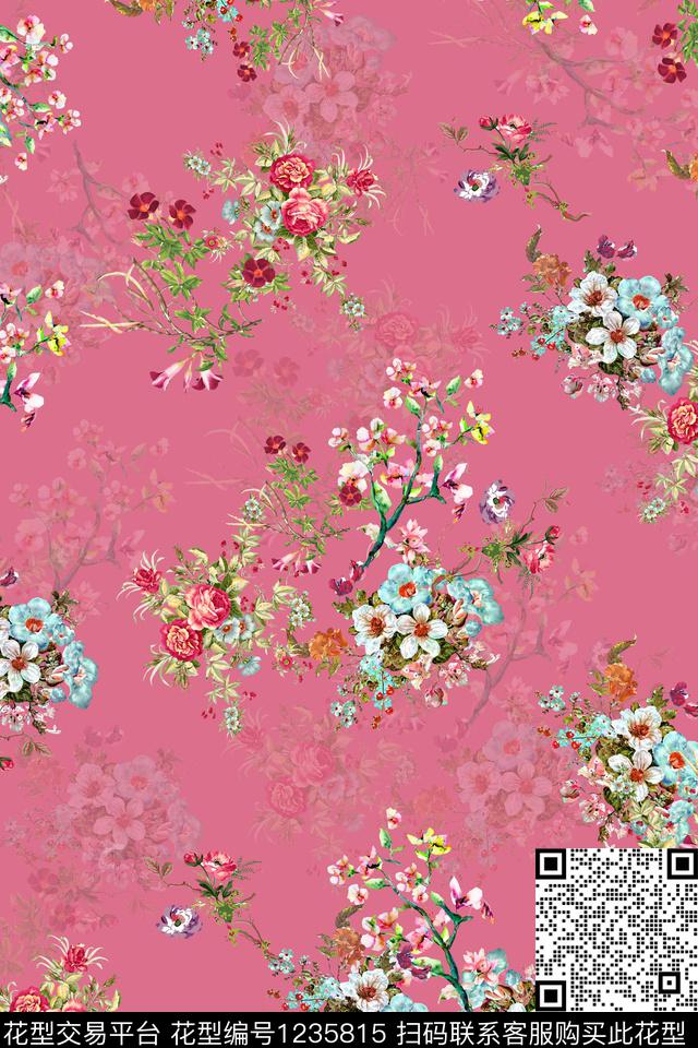 满版散花春夏华亿平台小碎花数码印花华亿平台下载（图片编号: 1235815） - 瓦栏（Walan）