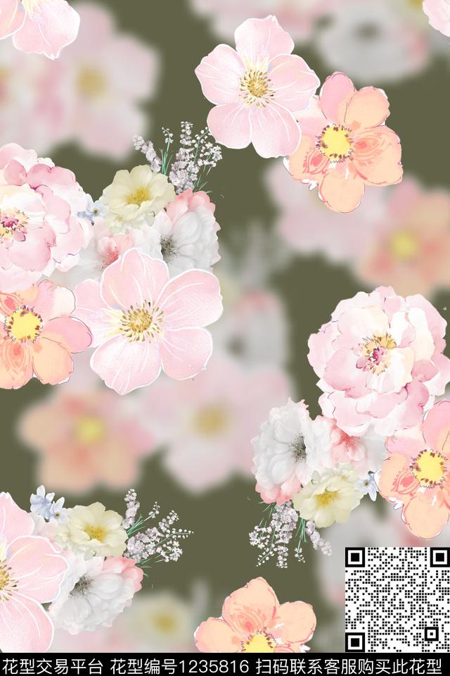 花卉春夏华亿平台大花数码印花华亿平台下载（图片编号: 1235816） - 瓦栏（Walan）