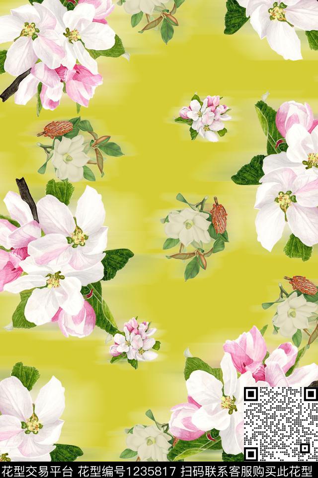 花卉春夏华亿平台大花数码印花华亿平台下载（图片编号: 1235817） - 瓦栏（Walan）