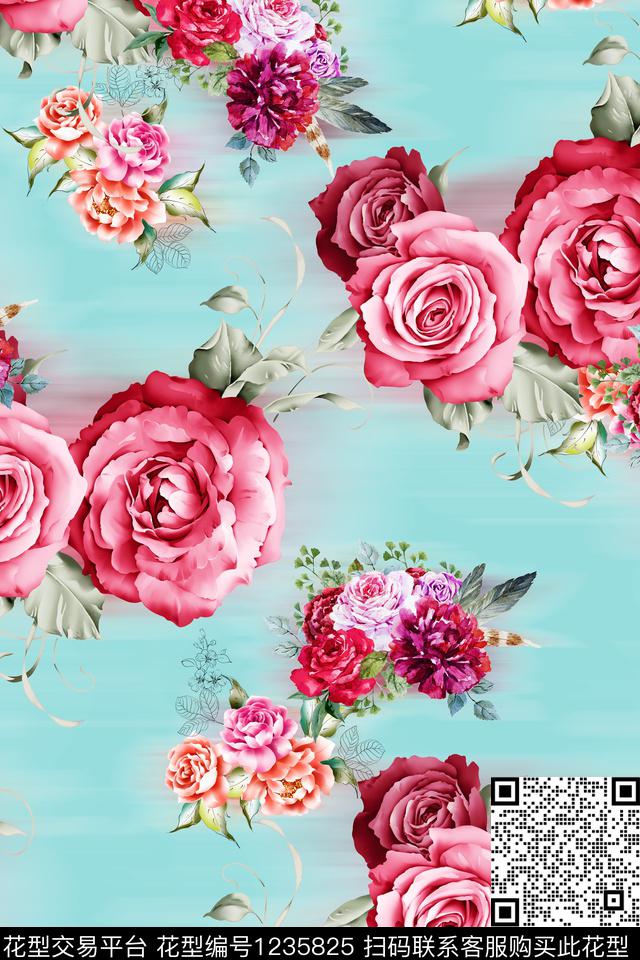 数码华亿平台绿植树叶花卉数码印花华亿平台下载（图片编号: 1235825） - 瓦栏（Walan）