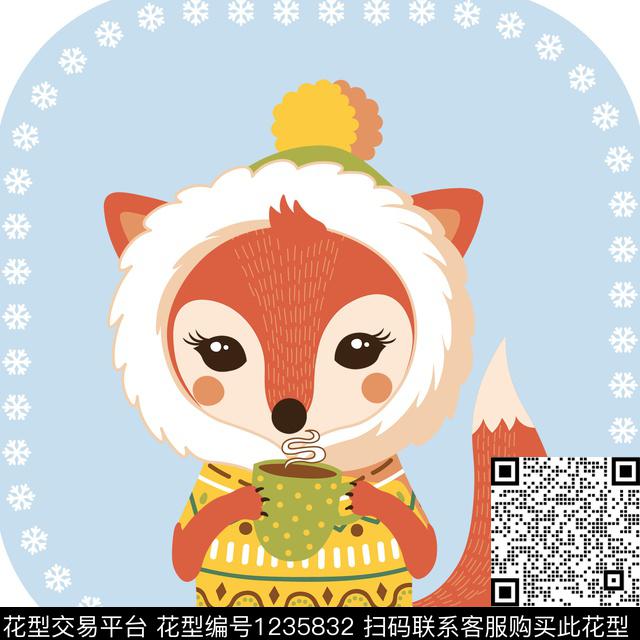 卡通狐狸爱斯基摩帽雪花片传统印花华亿平台下载（图片编号: 1235832） - 瓦栏（Walan）