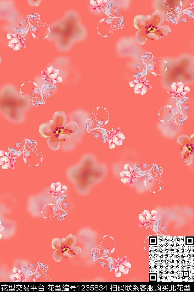 花卉小碎花水彩花卉数码印花华亿平台下载（图片编号: 1235834） - 瓦栏（Walan）