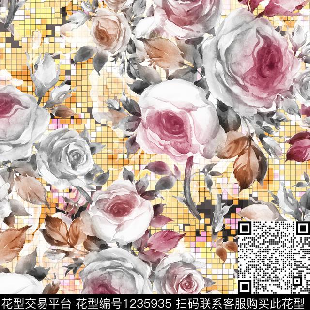 数码华亿平台抽象花卉女装数码印花华亿平台下载（图片编号: 1235935） - 瓦栏（Walan）