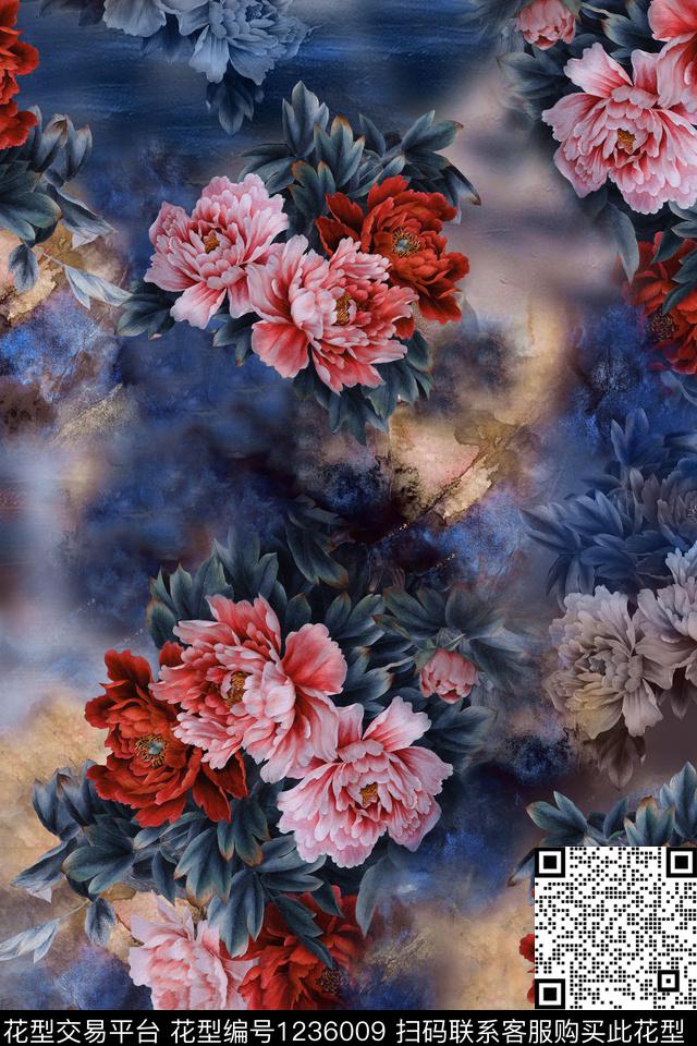 香云纱绣花华亿平台中国风数码印花华亿平台下载（图片编号: 1236009） - 瓦栏（Walan）