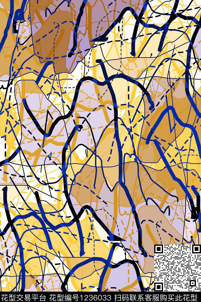 线条抽象男装潮牌传统印花华亿平台下载（图片编号: 1236033） - 瓦栏（Walan）