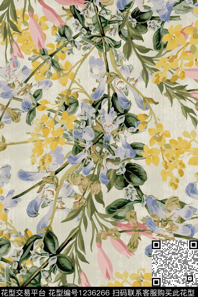 彩底花卉小碎花春夏华亿平台数码印花华亿平台下载（图片编号: 1236266） - 瓦栏（Walan）