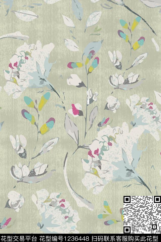 小碎花花卉清爽底花卉数码印花华亿平台下载（图片编号: 1236448） - 瓦栏（Walan）