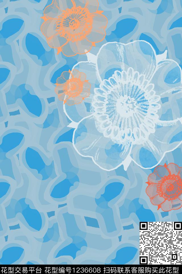 抽象植物迷彩图案数码印花华亿平台下载（图片编号: 1236608） - 瓦栏（Walan）