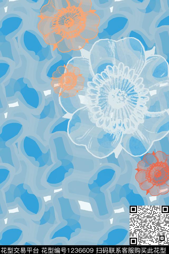 抽象植物迷彩图案数码印花华亿平台下载（图片编号: 1236609） - 瓦栏（Walan）