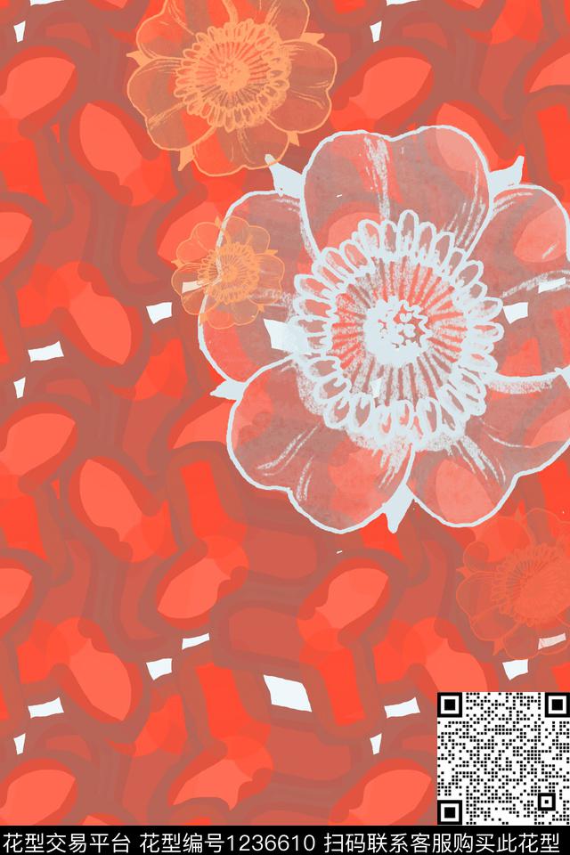 抽象植物迷彩图案数码印花华亿平台下载（图片编号: 1236610） - 瓦栏（Walan）