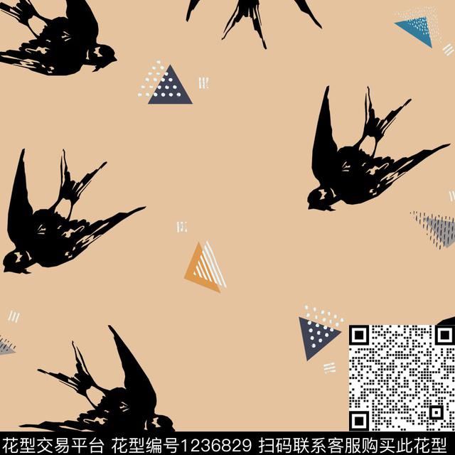 鸟几何趣味传统印花华亿平台下载（图片编号: 1236829） - 瓦栏（Walan）