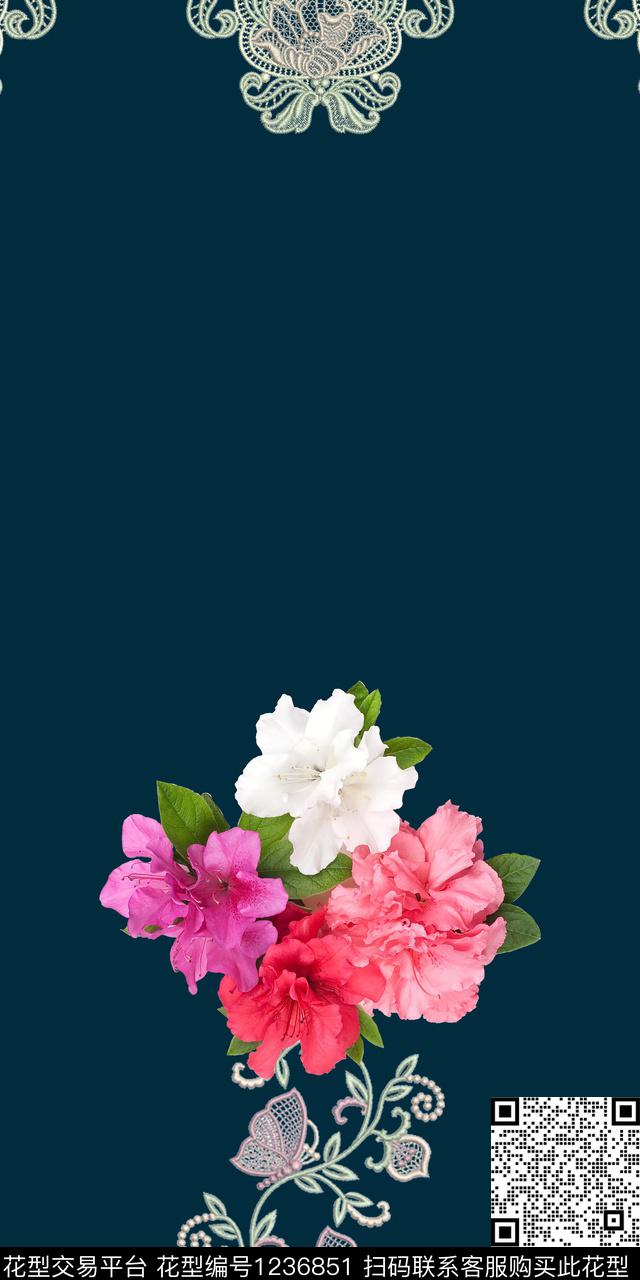 花卉洋阳--定位定位花数码印花华亿平台下载（图片编号: 1236851） - 瓦栏（Walan）