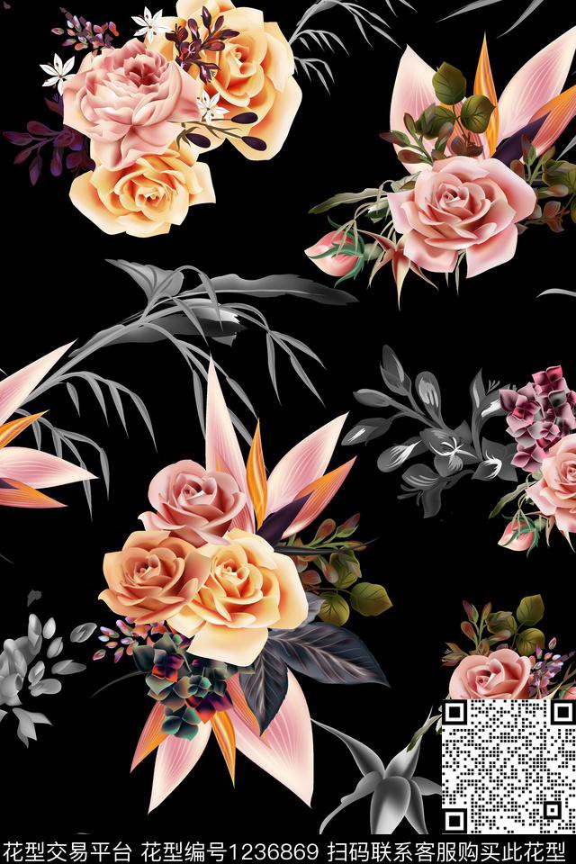 小碎花大牌风花卉数码印花华亿平台下载（图片编号: 1236869） - 瓦栏（Walan）