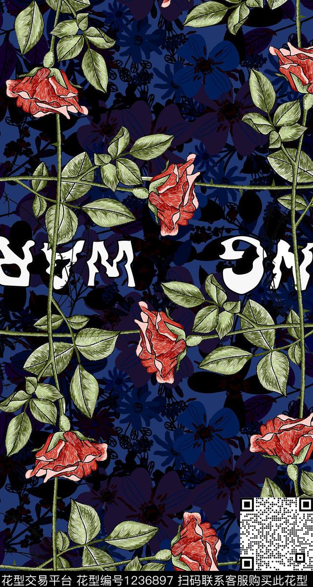 绿植树叶女装花卉数码印花华亿平台下载（图片编号: 1236897） - 瓦栏（Walan）