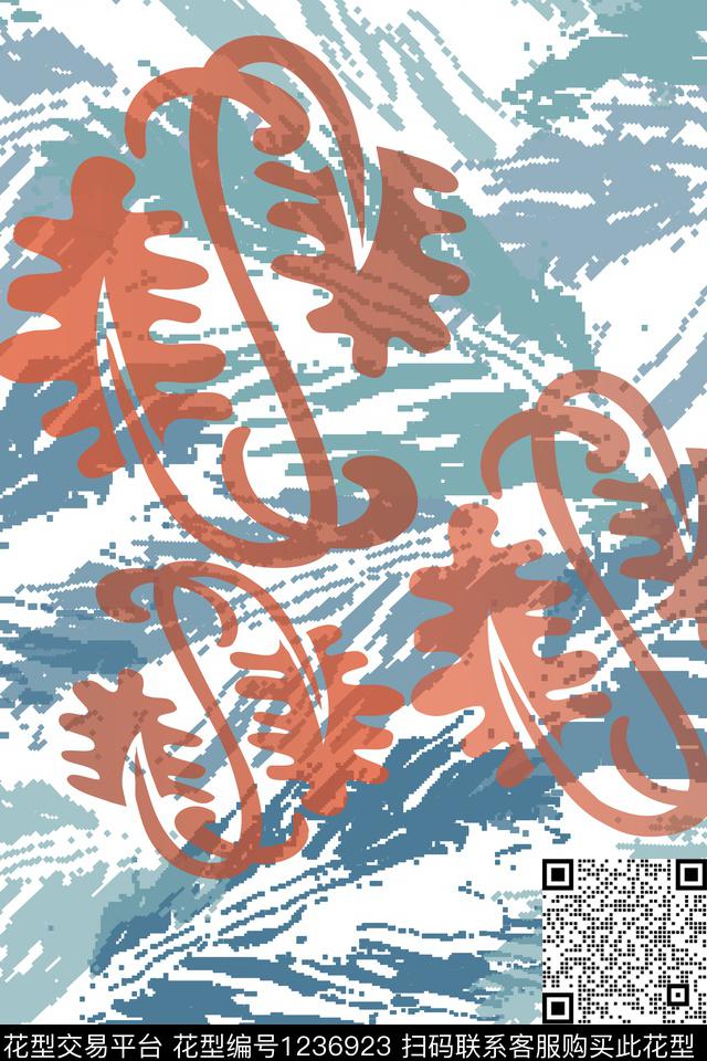 线条花卉民族风图案羽毛飘飘数码印花华亿平台下载（图片编号: 1236923） - 瓦栏（Walan）