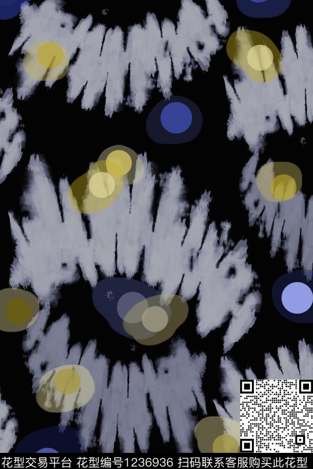 圆圈与波点扎染风格抽象数码印花华亿平台下载（图片编号: 1236936） - 瓦栏（Walan）