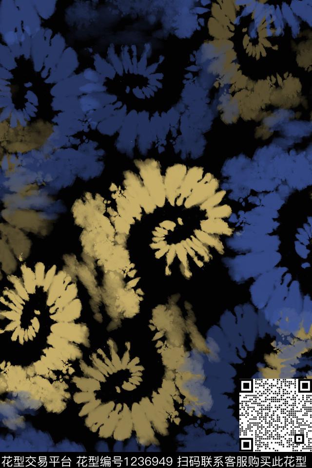 扎染风格抽象佩斯利图案数码印花华亿平台下载（图片编号: 1236949） - 瓦栏（Walan）