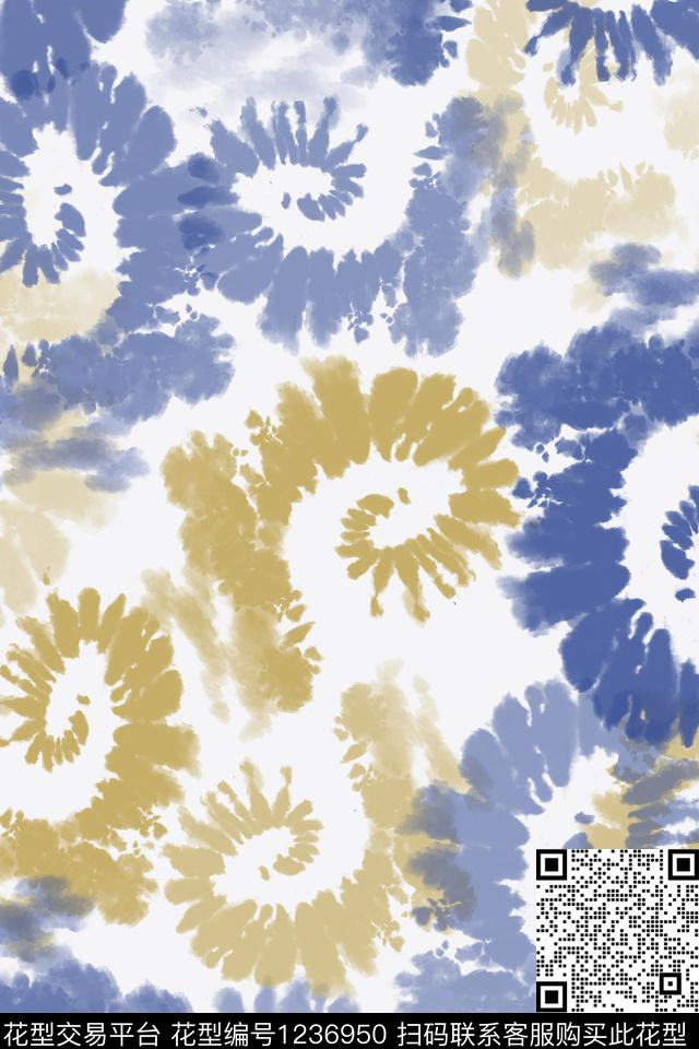 扎染风格抽象佩斯利图案数码印花华亿平台下载（图片编号: 1236950） - 瓦栏（Walan）