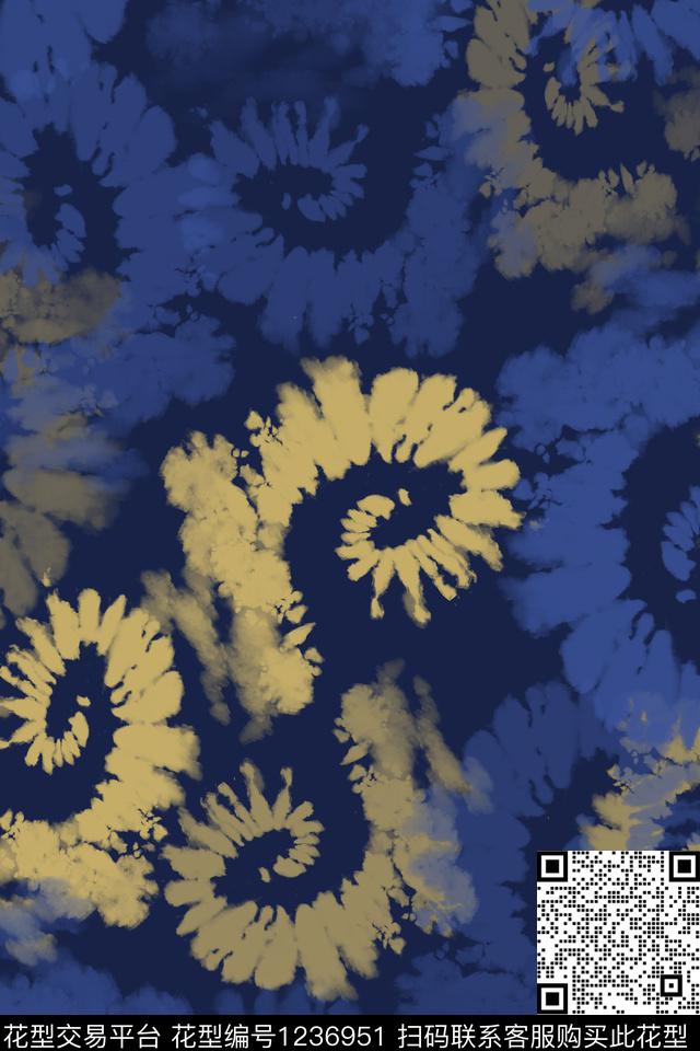 扎染风格抽象佩斯利图案数码印花华亿平台下载（图片编号: 1236951） - 瓦栏（Walan）