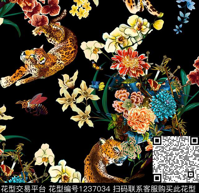 复古抽象大牌风数码印花华亿平台下载（图片编号: 1237034） - 瓦栏（Walan）