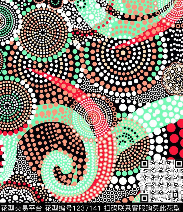 春夏华亿平台圆点圈圈中老年衣裙系列传统印花华亿平台下载（图片编号: 1237141） - 瓦栏（Walan）