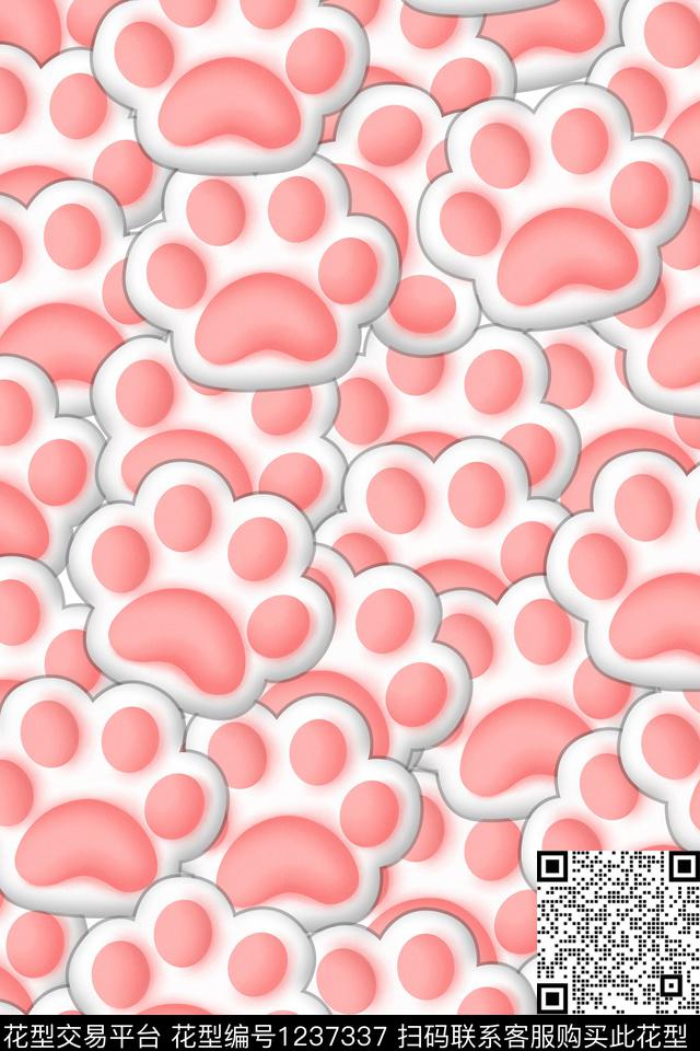 童装可爱猫爪数码印花华亿平台下载（图片编号: 1237337） - 瓦栏（Walan）